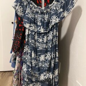 Tommy Bahama Blue and White Tropical Women's Dress